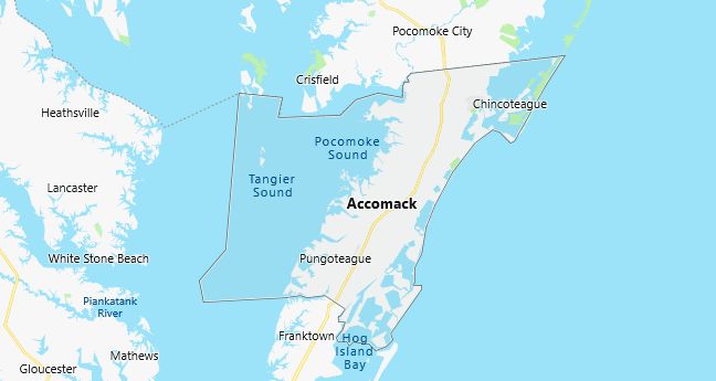 Map of Accomack County Virginia