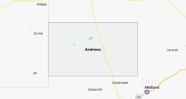 Map of Andrews County Texas