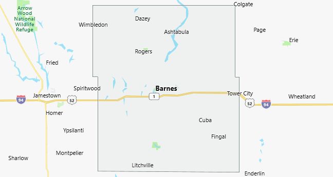 Map of Barnes County North Dakota