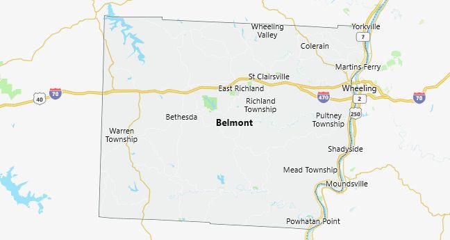Map of Belmont County Ohio