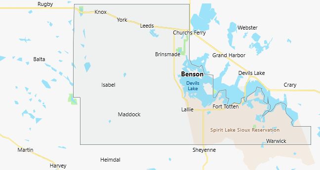 Map of Benson County North Dakota