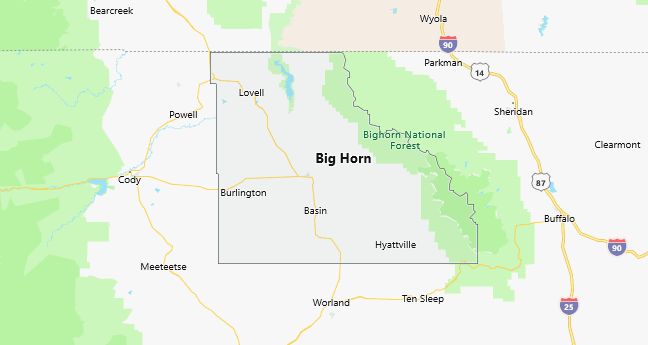 Map of Big Horn County Wyoming