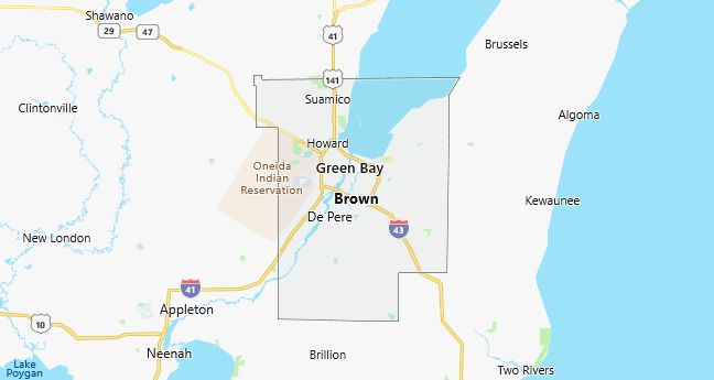 Map of Brown County Wisconsin