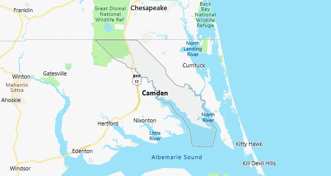 Map of Camden County North Carolina