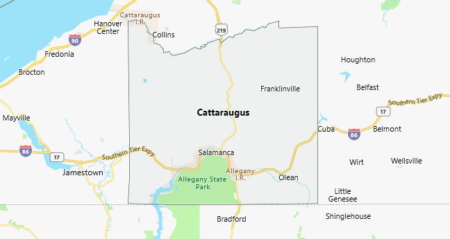 Map of Cattaraugus County New York