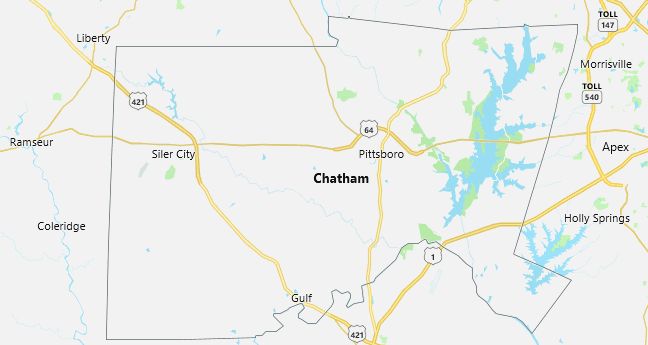 Map of Chatham County North Carolina
