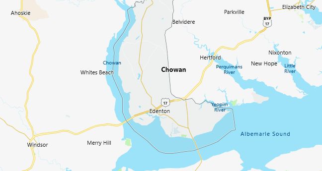 Map of Chowan County North Carolina