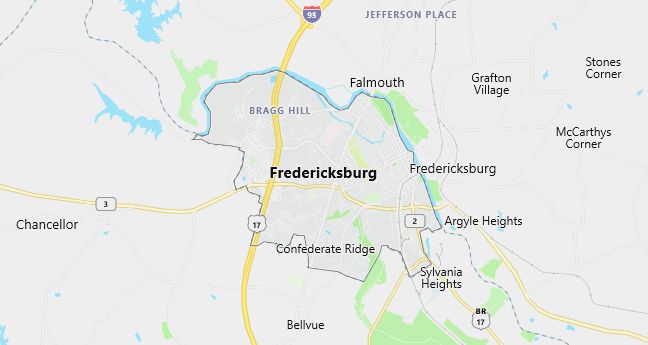 Map of City of Fredericksburg Virginia