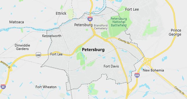 Map of City of Petersburg Virginia