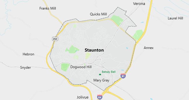 Map of City of Staunton Virginia
