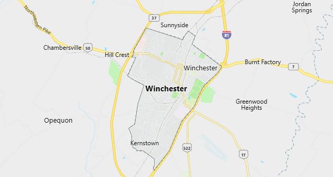 Map of City of Winchester Virginia
