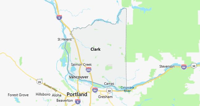 Map of Clark County Washington