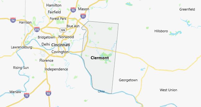 Map of Clermont County Ohio