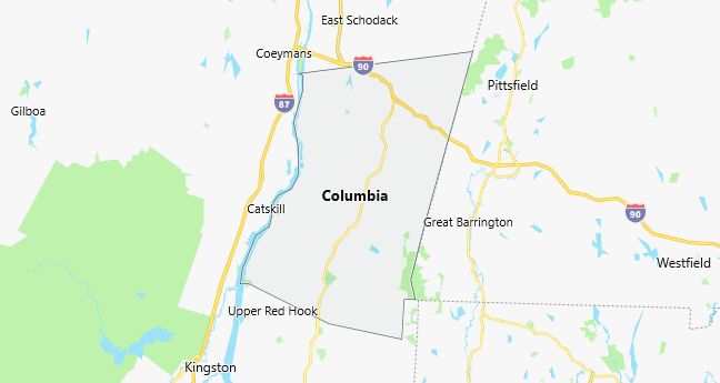 Map of Columbia County New York