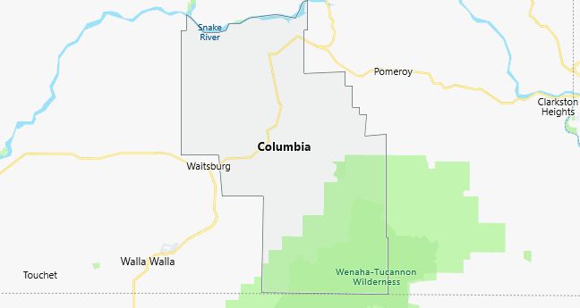 Map of Columbia County Washington