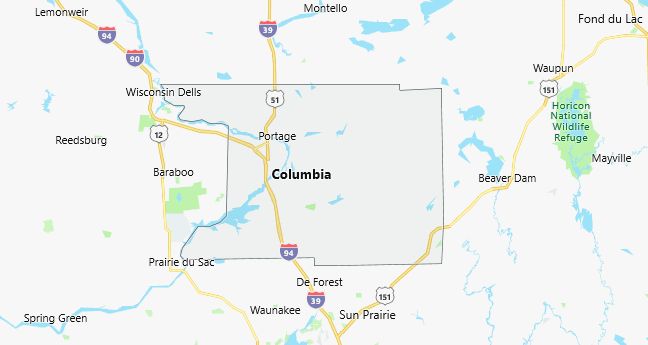 Map of Columbia County Wisconsin