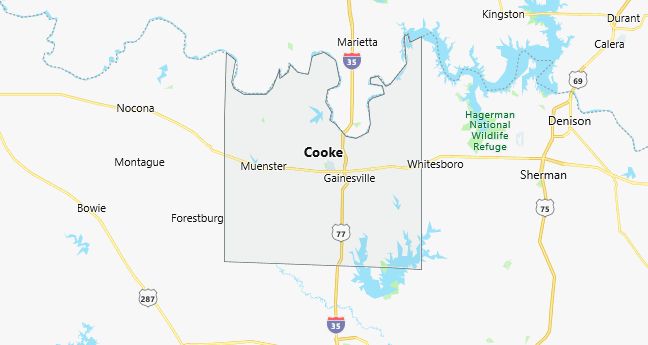 Map of Cooke County Texas