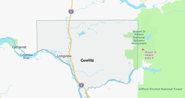 Map of Cowlitz County Washington