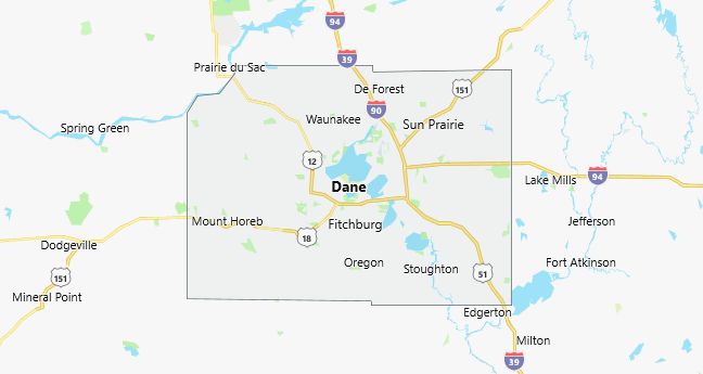 Map of Dane County Wisconsin