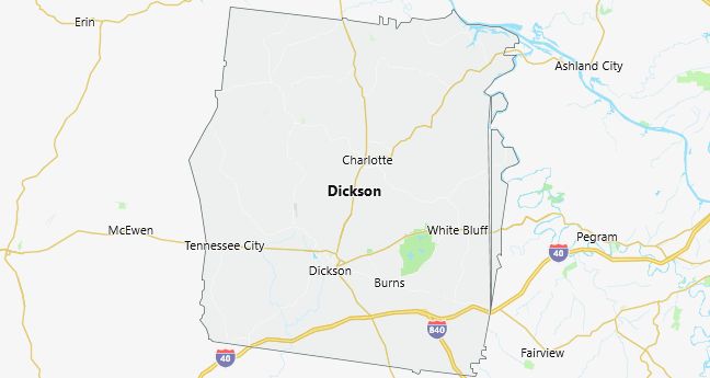 Map of Dickson County Tennessee