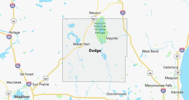 Map of Dodge County Wisconsin