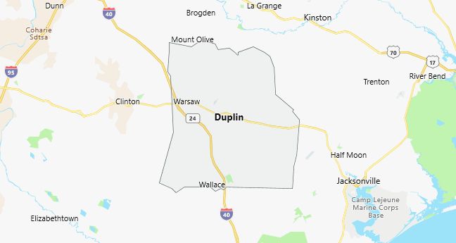 Map of Duplin County North Carolina