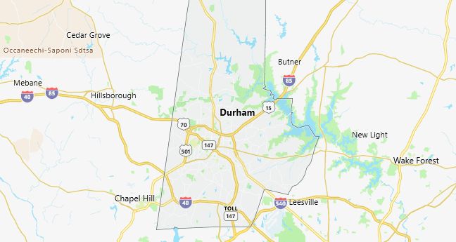 Map of Durham County North Carolina