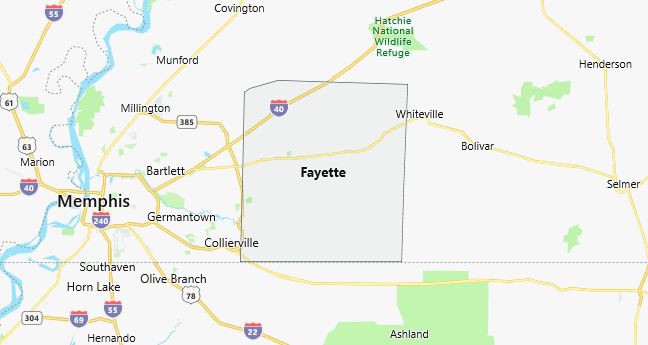Map of Fayette County Tennessee