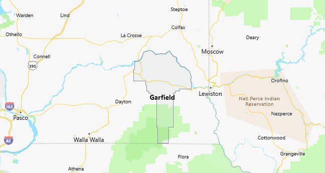 Map of Garfield County Washington