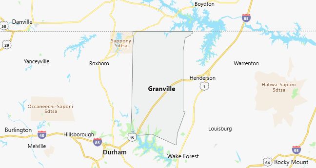 Map of Granville County North Carolina