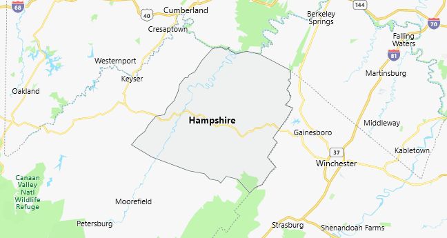 Map of Hampshire County West Virginia