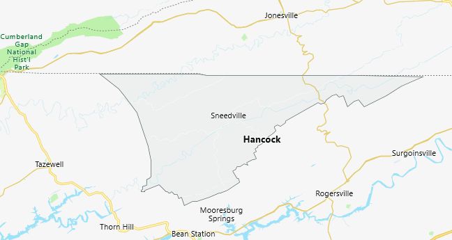 Map of Hancock County Tennessee