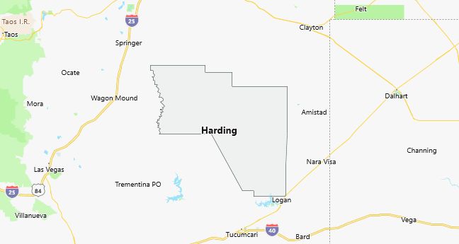 Map of Harding County New Mexico