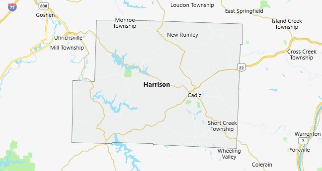 Map of Harrison County Ohio