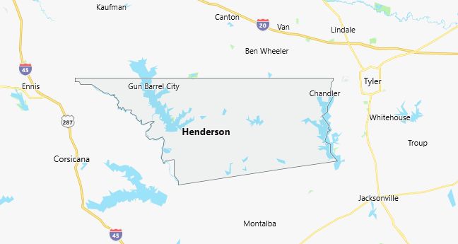 Map of Henderson County Texas