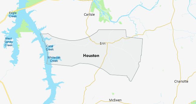 Map of Houston County Tennessee