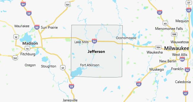 Map of Jefferson County Wisconsin