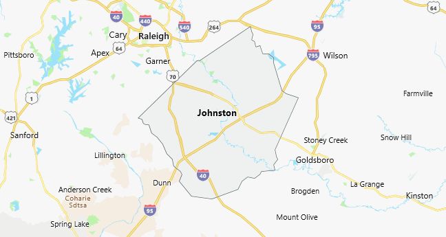 Map of Johnston County North Carolina