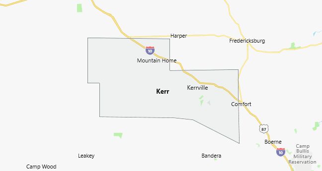 Map of Kerr County Texas