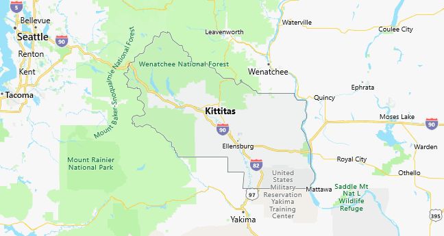 Map of Kittitas County Washington