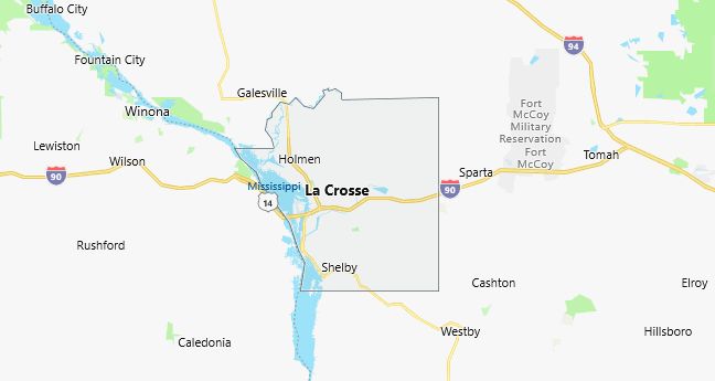 Map of La Crosse County Wisconsin