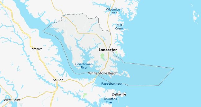 Map of Lancaster County Virginia