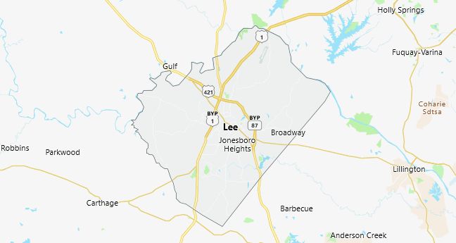 Map of Lee County North Carolina