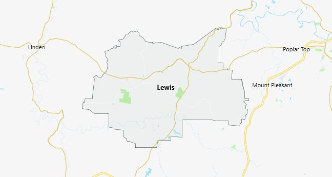 Map of Lewis County Tennessee