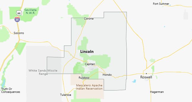 Map of Lincoln County New Mexico