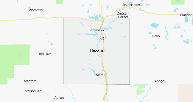 Map of Lincoln County Wisconsin