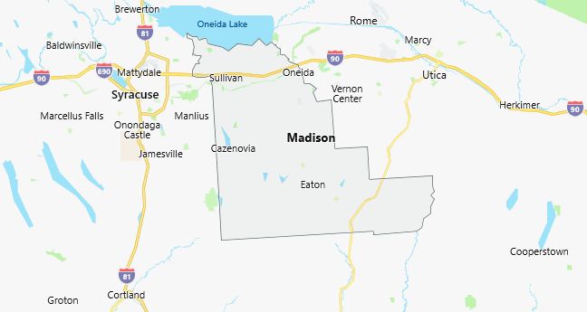 Map of Madison County New York