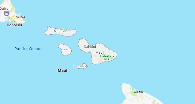 Map of Maui County Hawaii