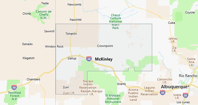 Map of McKinley County New Mexico