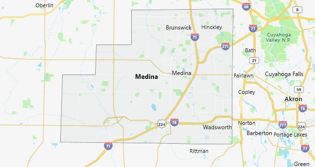 Map of Medina County Ohio